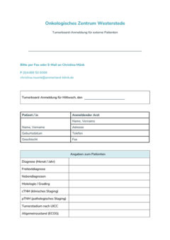 Tumorboardanmeldung externe Patienten Formular 1