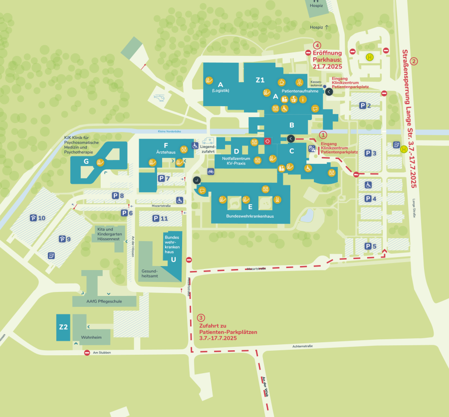 Lageplan zur Straßensperrung der Lange Straße ab 03. Juli 2025